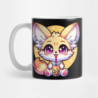 Kawaii Anime Fennec Fox Drinking Boba Bubble Tea Mug